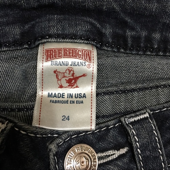 TRUE RELIGION CROPPED STRETCH DENIM BOOT CUT JEANS - Picture 8 of 8